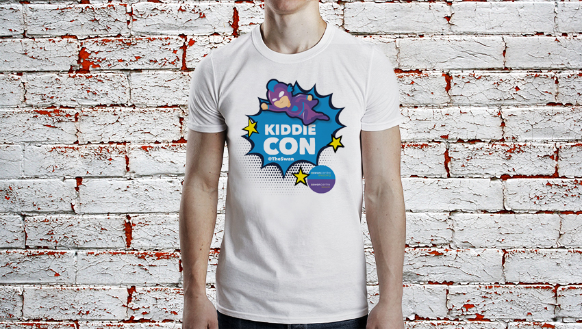 T shirt logo design for a childrens comic con style event